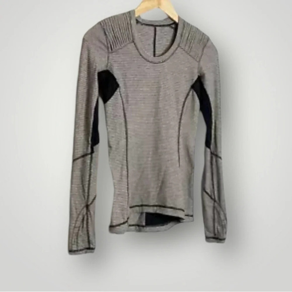 Lululemon | Rulu Star Runner Tonka Stripe Top Back Zipper Thumbholes - Picture 5 of 9